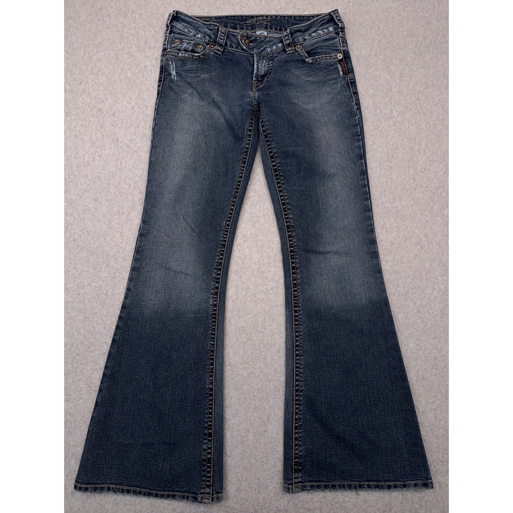 Silver Tuesday Flare Jeans Women's 30x30.5‎ Faded Low Rise Denim Y2K Distressed